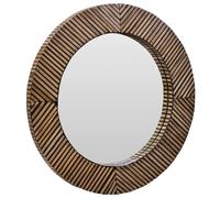 baltimore round wall mirror with natural wooden frame