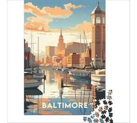 Baltimore Travel Poster 1000 Piece Adult Puzzles | engaging activity for grandparents to keep the mind active and enjoy a pleasant afternoon at home to enjoy at home50x75cm