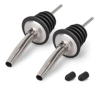 BALTRE 2PCS Stainless Steel Pourers, Speed Wine Bottle Pourer, Olive Oil and Vinegar Tapered Stopper Spout, Suitable for About 3/4 Bottle Mouth, with Sealed Dust Caps
