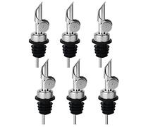 BALTRE 6 Pcs Stainless Steel Bottle Pourers, Auto Flip Feature Liquor Pour,Self Closing Olive Oil Dispenser Spout,Pourer Spirits for Wines, Spirits, Olive Oil, Coffee, Syrup