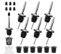 BALTRE 6-Piece Bottle Pourers Set with 6 Adapters, Conical Rubber Seal, Conical Pourers and Dispensers for Wine, Spirits, Olive Oil, Coffee, Syrup