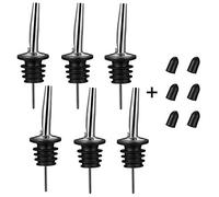 BALTRE 6PCS Bottle Pourers for Spirits,Stainless Steel Speed Bottle,Liquor Pourer Olive Oil pourer,Dispenser with Tapered Spout and Rubber Dust Caps for Olive Oil Coffee Syrup Vinegar Bottles