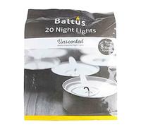 Baltus Pack of 20 Unscented Wax Night Lights Tealights Candles 8 Hour Burn Time
