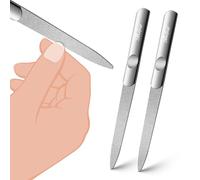 BALUCA Stainless Steel Diamond Nail File for Natural Acrylic Nails, Double Sided Metal Fingernail Toenail File for Women, Durable and Efficient Nail Care Tool - Silver