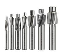 BALUGAEA Pack of 7 Flat Countersink M3-M14 HSS Countersink End Mill 4 Teeth CNC Slot Drill Countersink Drill for Metal, Steel, Aluminium, Wood, Stainless Steel, Plastic
