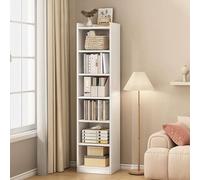 balurukt 70.9 Inch Tall Narrow Bookcase,6 Tier Bookshelves,Floor Standing Storage Cabinet,Corner Bookshelf with Storage,Shelves Display shelves for Living Room Bedroom Kitchen Office White