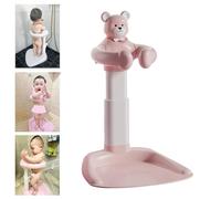 balurukt Adjustable Height Baby Shower Stand with Anti-Slip Base | Baby Bath with Stand, 6-36 Months Toddler Shower Standing Support | Portable Bath Helper Baths Standing Free Mother Hands Pink Bear