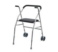 balurukt Lightweight Folding Walker, Four Wheel Rollator Walker with Padded Seat Rollator Wheeled Walker Walking Frame with Brakes, Small Spaces Narrow Walker Collapsible Travel Walker 1