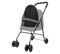 balurukt Pet Stroller with 4 Wheels for Small/Medium Pets | Foldable Dog Cat Cage Jogger Stroller with Weather Cover for All-Season Sun Cover | Breathable and Visible Mesh for Small/Medium Pets Grey