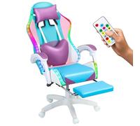 balurukt RGB Gaming Chair with Bluetooth Speakers and LED Lights Ergonomic Massage Computer Game Chair with Footrest High Back Music Video Game Chairs Lumbar Support Games Chairs for Adult Purple