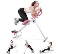 balurukt Rowing Machine, 4 in 1 Rowing and Ab Machine with Workout Resistance,Ab Workout Equipment for Home Gym, Foldable, Knee Protection, Abdominal Trainer 3D large seat,Max 120kg Pink-White