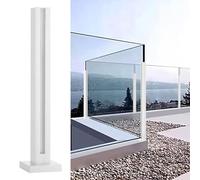 Balusters for Staircase Interior - White Glass Railing Post Complete Kit, External 304 Stainless Steel Balustrade Guardrail for Balcony Patio Porch(White end Post,H135cm/53.1")