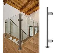 Balustrade Posts Balustrade Posts External Balustrade Posts No Top Rail, Silver Brushed Round 304 Stainless Steel Glass Balustrade Railing Post, Counter Top/Balcony/Stairs (End Post H 100cm/39in)