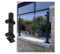 Balustrade Posts，Black Glass Balustrade Clamps，Commercial Heavy Duty Floor Standing Railing Post，Hallway Deck Landing Handrail(Black Corner Post,H 105cm/41.3in)