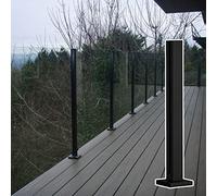 Balustrade Posts Black Glass Railing Post for Outdoor, Concrete/ Wood Floor Glass Balustrade Railing Post, Safety Square Balcony Railing Fence Pole Handrail ( Color : Black End post , Size : H-95cm/37