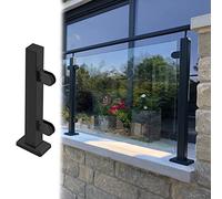 Balustrade Posts Black Glass Railing Post System, Commercial Heavy Duty Floor Standing Glass Balustrade Railing Post, Hallway Deck Landing Handrail Kit ( Color : Black End post , Size : H-90cm/35.4in