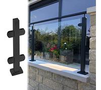 Balustrade Posts Black Glass Railing Post System, Commercial Heavy Duty Floor Standing Glass Balustrade Railing Post, Hallway Deck Landing Handrail Kit ( Color : Black Mid post , Size : H-65cm/25.6in