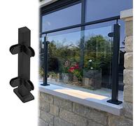 Balustrade Posts Black Glass Railing Post System, Commercial Heavy Duty Floor Standing Glass Balustrade Railing Post, Hallway Deck Landing Handrail Kit ( Color : Black Corner post , Size : H-80cm/31.5