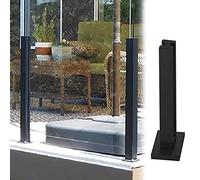 Balustrade Posts Black Square Glass Railing Post for Balcony Garden Deck, Heavy Duty Hallway Fence Panels Pillar System, Glass Balustrade Handrail Kit ( Color : Black Mid post , Size : H-90cm/35.4in )