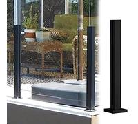 Balustrade Posts Black Square Glass Railing Post for Balcony Garden Deck, Heavy Duty Hallway Fence Panels Pillar System, Glass Balustrade Handrail Kit ( Color : Black End post , Size : H-90cm/35.4in )
