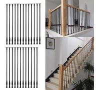 Balustrade Posts Handrails Stair Spindle with Screws & Flat Brackets, 95cm High Round Railing for Indoor Outdoor Use, Pack of 1/10/20/30/40/50