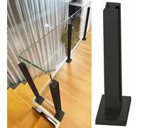 Balustrade Square Glass Railing Post Black, Indoor Hallway Stairs Glass Panel System, 304 Stainless Steel Glass Balustrade Kit, 90 Cm 100 Cm 110cm High ( Color : Black - Mid Post , Size : H-95cm/37.4"