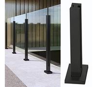 Balustrade Stainless Steel Glass Railing Post, Villas Balcony Panels Post/Baluster Post, Black Deck Railing System With Square Base, Easy To Install