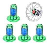 Baluue 1 Box Titanium Steel Bicycle Disc Brake Pad Screws, M5x10mm | Anti Loosening Fit for Front and Rear Mechanical Disc Brakes, Green Finish, 25g Set for Bike Servicing