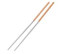 Baluue 1 Pair Long Stainless Steel Chinese Cooking Chopsticks Wooden Handle, Heat-Resistant Non-Slip Kitchen Tool for Frying, Hot Pot, and Noodle Cooking