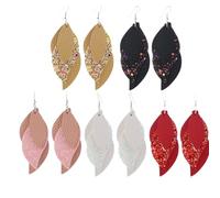 Baluue 1 Pair Sequin Leather Ear Dangle Earrings Pink Creative Fashion Contemporary Style Eye-catching Jewelry for Women Suitable for Hawaiian Party