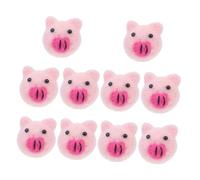 Baluue 10 Pcs Wool Felt Pig Decors DIY Hair Pin Brooch Making Material Cartoon Charm Craft Accessories for Headbands Jewelry and Needle Felting Projects