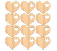 Baluue 100pcs Wooden Heart Slices 3.9cm DIY Wood Craft Material Unfinished Heart Shapes for Home Decor and Handmade Ornaments