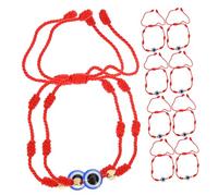 Baluue 10Pcs Adjustable Handmade Evil Eye String Bracelets for Women Red Thread Strand Wristbands Protective Kabbalah Charm Gifts for Girlfriend Wife Mother