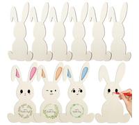 Baluue 10pcs Easter Bunny Wooden Cutouts DIY Painting Decoration Unfinished Wood Slices for Easter Crafts and Home Decor