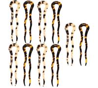Baluue 10pcs French Wavy U-shaped Hairpins Acetate Bun Sticks for Chignon Elegant Hair Forks Deep Light Tortoise Shell for Women Formal Casual Styles