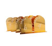 Baluue 10pcs Gold Acrylic Arched Wedding Table Numbers Double-sided with Stands for Reception Formal Banquet Modern Black Number Signs for Elegant Seating