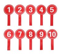 Baluue 10pcs Red Handheld Score Paddle Board 12x24cm Kt Foam Single-Sided Number Signs for Voting, Auction, and Classroom Use