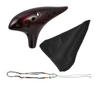 Baluue 12-Hole Alto C Ocarina Flute Portable Musical Instrument for Beginners and, Red Brown Ceramic with Straw Smoke Finish, Student Folk Wind Instrument