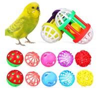 Baluue 12pcs Bird Toys for Parakeets Cockatiels Conures, Foraging Balls with Bells, Rattan Chewing Cage Toy Set for Parrots Lovebirds Budgies, Foot Talon Exercise Accessories