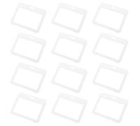 Baluue 12pcs Black Horizontal Double-Sided Plastic Id Card Holder with Flip Cover, Hard Plastic Staff Badge Sleeve for Office and School Use