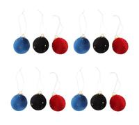 Baluue 12pcs Christmas Tree Flocked Ball Ornaments 8cm Lightweight Plastic Baubles with Elegant Design, Easy to Hang Holiday Decorations for Wreath and Garland
