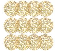 Baluue 12Pcs Eid Mubarak Ramadan Tray Set Plastic Cake Serving Plates Gold Middle Eastern Dessert Snack Storage Dish for Party and Home Decor