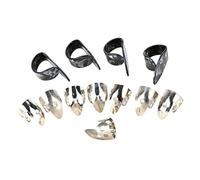 Baluue 12Pcs Finger Picks Set Metal and Celluloid Guitar Accessories Open Design Thumb and Finger Rings for Acoustic Electric Banjo and Dobro Enhances Sound Quality Suitable for Guitar