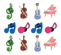 Baluue 12pcs Musical Instrument Brooch Pins Set Featuring Guitar, Piano, Violin and Music Notes, Alloy Material, Resistant to Fading, Suitable for Daily Wear on Bags and Backpacks,