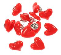 Baluue 12pcs Resin Heart-shaped Lapel Pin Brooch for Clothes Lightweight Easy to Take off Red Romantic Fashion Accessories for Party and Daily Life Suitable for Wife Mother