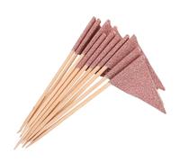 Baluue 12Pcs Rose Gold Triangle Cake Flags Picks for Dessert Decoration, Food Toothpick Flags for Fruit, Cupcake Toppers Party Supplies for Birthdays and Weddings