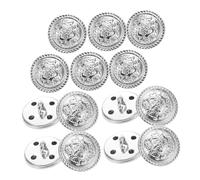 Baluue 14pcs Metal Round Flat Buttons for Coats Vintage British Style Sewing Accessories for Trench Coats Knitwear Suits and Jackets