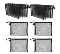 Baluue 15pcs Black Mesh Makeup Bags with Zipper, Lightweight Travel Organizer Pouches for Cosmetics, Toiletries, and Stationery, Versatile A5 Size Cosmetic Cases for Women