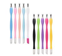 Baluue 15pcs Nail Art Tools Cuticle Trimmer Pusher Set with Plastic Handle Comfortable to Hold and Simple to Use Lightweight Manicure Dead Skin Removal Tools Random Color