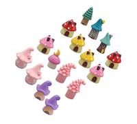 Baluue 16Pcs Miniature Resin Mushroom House Fairy Garden Decor Detailed Figurines for DIY Craft Terrarium Ornaments Dollhouse and Outdoor Plant Pot Decoration